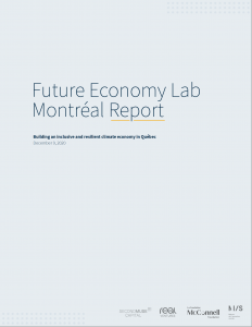 Grey cover with blue font that reads Future Economy Lab Montreal Report